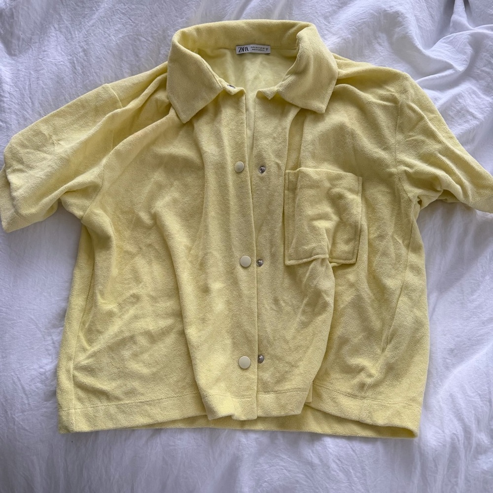 Zara yellow terry cloth top
